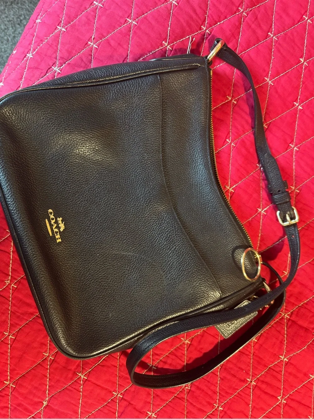 Coach Black Leather Shoulder Crossbody with Gold Hardware